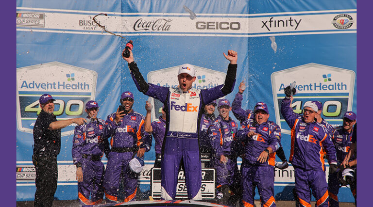 Denny Hamlin Breaks Drought With Last Lap Tap And Pass At Kansas