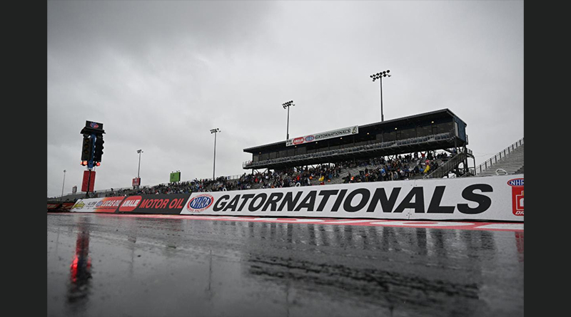 <strong>WEATHER FORCES CANCELLATION OF AMALIE MOTOR OIL NHRA GATORNATIONALS, SUNDAY ELIMINATIONS SET FOR 9:30 A.M.</strong>