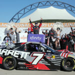 <strong>Justin Allgaier holds off Aric Almirola for first win at Las Vegas</strong>