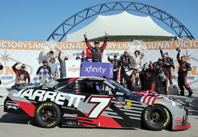 <strong>Justin Allgaier holds off Aric Almirola for first win at Las Vegas</strong>